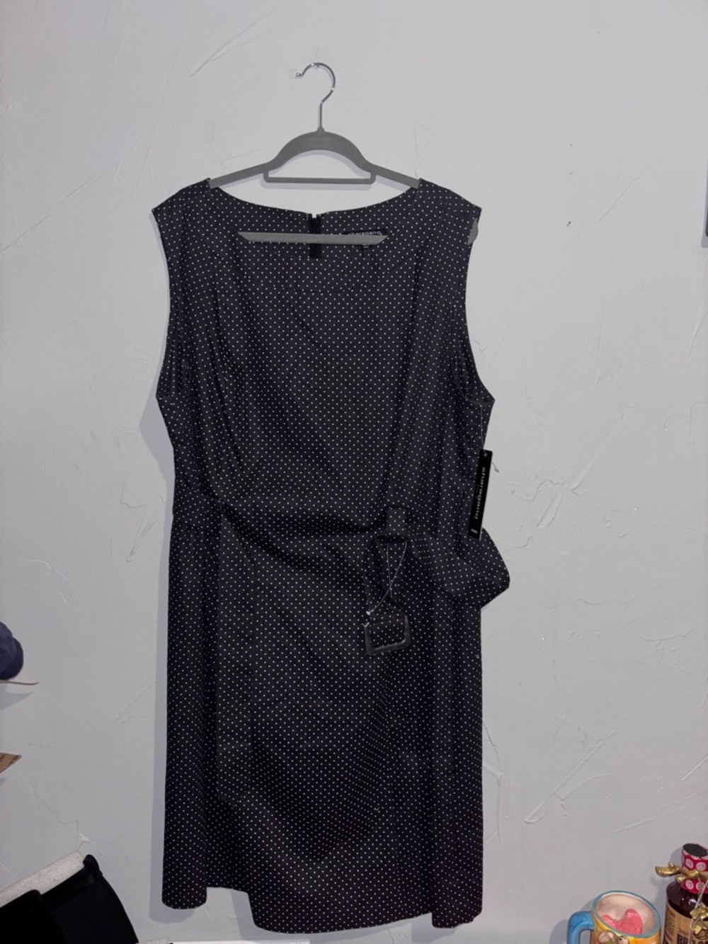 Sharagano Black Polka Dot Midi Dress